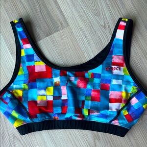 Asics Geometric Sports Bra L NWOT Multicolor Gym Workout Athletic Activewear